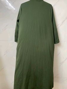 Olive Green Longline Waterfall Shrug – Free Size