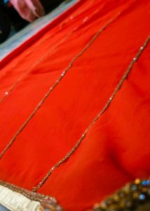Orange Saree with Gold Dimond Patti Border