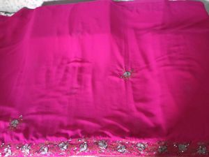 Used Embroidered Chiffon Magenta Color Saree