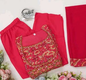 Elegant Red Embroidered Kurta Set