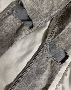 Y2K Grey Charcoal Distressed Ripped Jeans