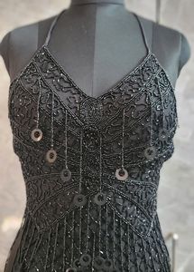 Black Hand Embroidered With Fringes Butterfly Top