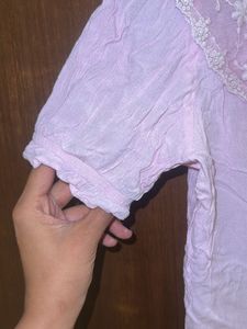 Pink Floral Embroidered Blouse