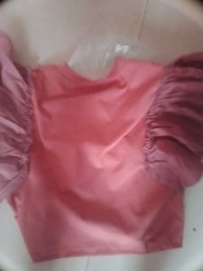 Pink Puff Sleeve Crop Top