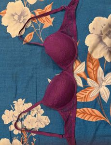 Lace Purple Padded Bra (Wired)