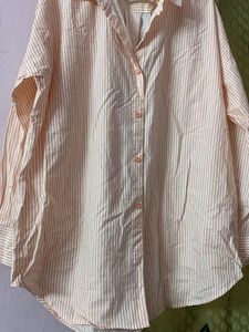 Peach Striped Boyfriend Fit Shirt