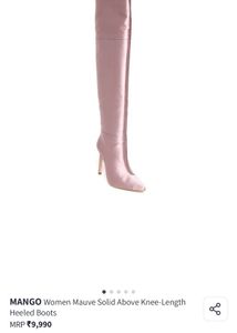Brand New Mauve Satin Over-the-Knee Boots