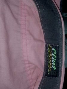 Pink Tshirt With Grey Lones On The Buttons &amp;Handsn