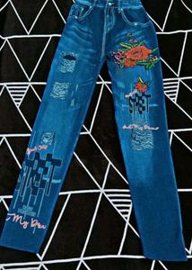 Embroidered Floral Patch Jeans