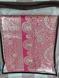 Pink & Gold Banarasi Silk Saree