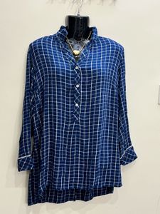 Zara Navy blue Cotton Silk Dress
