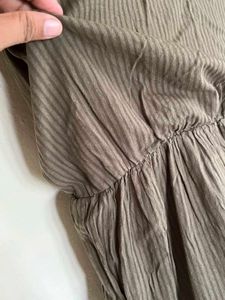 Olive Green Striped Dress