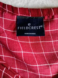 Cherry Red Checkered Drawstring Crop Top