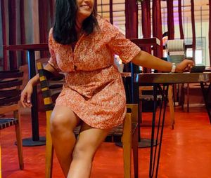 Rust - Floral Print Shirt Dress Size - 34-36