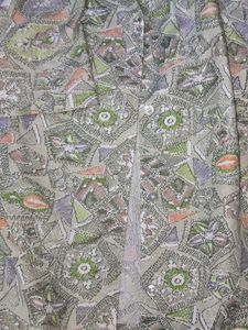 GREEN PATTERNED SHIRT HALF SLEEVE Size - M Bust 34