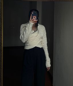 Creamish Cross-Over Woolen Sweater