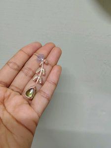 Dangling Green Stone Earrings
