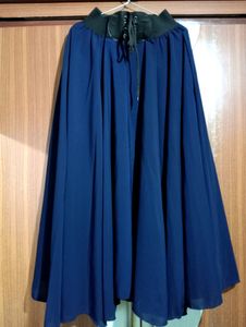 Long Flared Navy Blue Skirt
