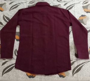 Stylish Maroon Long-Sleeve Button-Up Shirt