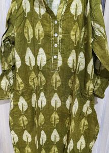 Green Leaf Print Kurta