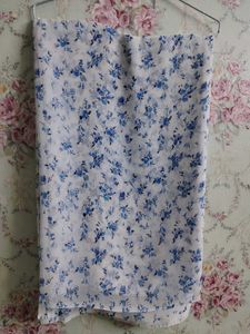 White N Blue Floral Print Saree