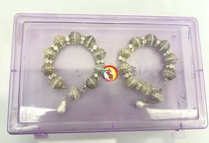 Silver Beaded Bracelet Set With Magnetic Clasp