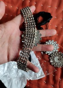 oxidized jewellery ( necklace with earrings)