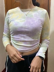 Tie-Dye Ribbed Long Sleeve Top