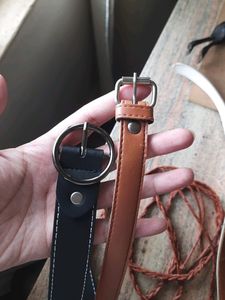 COMBO BLACK & BROWN BELTS (FREE PLEATED BELT)