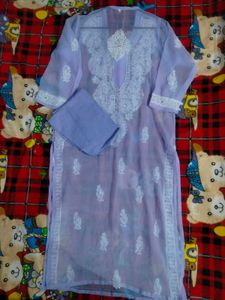 Chikankari Kurti With Inner🪻💜