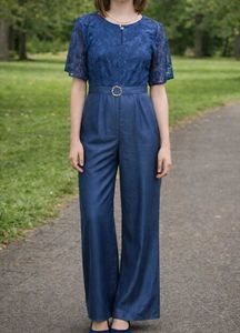 Elegant Blue Lace Jumpsuit