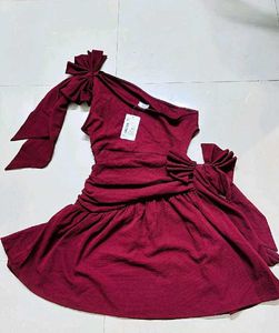 Burgundy One-Shoulder Mini Dress