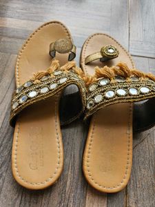 Ethnic Flats with Mirror Work