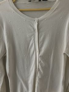Women White Korean Sweater/ Cardigan