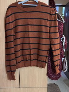 Striped Brown Pullover Sweater