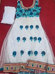 Beutiful Embroidered White Anarkali