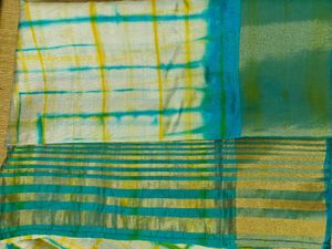 Tie-Dye Saree with Gold Border