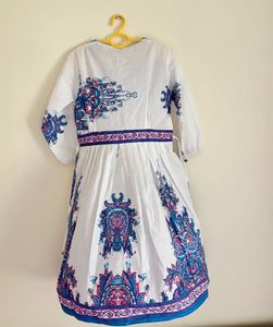 White &amp; Blue Print Dress