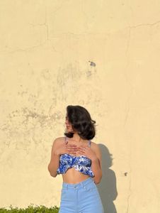 ANI crop Floral Top