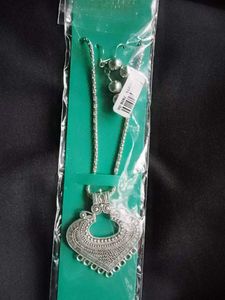 Silver Tone Statement Necklace & Earring Set
