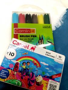 Camlin Brush Pen And Free Crayon On It