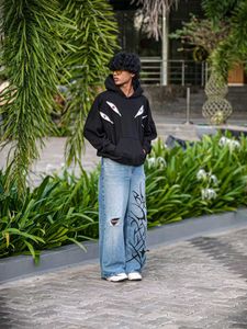 Statement Denim &amp; Graphic Hoodie All size Availabl