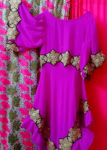 Purple Frill Kurti N Dupatta Mist Beautiful Jajat