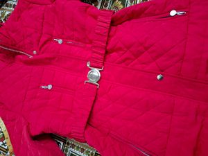 Red Quilted Belted Coat
