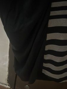 Striped &amp; Black Asymmetrical Dress