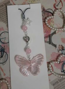 Pink Butterfly Phone Charm