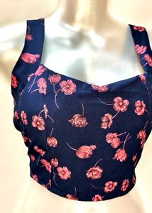 🆕Foral Padded Corset/ Crop Design Blue Top
