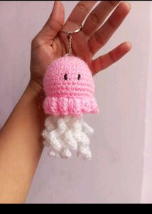 Handmade Crochet Jellyfish Keychain