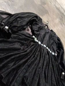 Black Embellished Dress with Cape