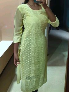 Yellow Chikankari Kurti